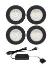 HiluX D1 Gen3 4-pack inkl. LED-driver - Full Spectrum LED-inbyggnadsspot - Ra97 - 2700K - svart