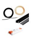 LED-set till akustikpaneler - 1 x 240cm - komplett - svart - På/av