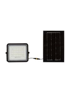 V-Tac solcellsstrålkastare LED 400lm - Svart, inkl. 6W solcell, fjärrkontroll, inbyggt batteri, IP65 - RA80