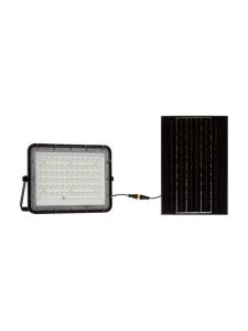 V-Tac solcellsstrålkastare LED 1200lm - Svart, inkl. 15W solcell, fjärrkontroll, batteri, IP65