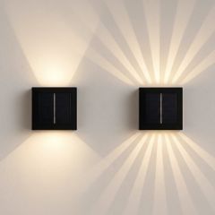 Solcellssensor-vägglampa - svart, vridbar, fyrkantig, skymningssensor, IP54, 3W, energibesparande