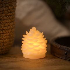 LED-kotteljus med blinkande flammeffekt i vitt - H8 cm, Ø6 cm, äkta stearin