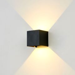 LEDlife CUBIC 6W Dimbar Svart Vägglampa Upp/Ned Justerbar IP65 inkl. ljuskälla - Inne/Ute användning, 4000K