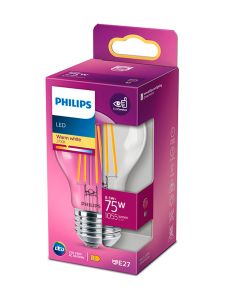 E27 - Philips LED-lampa - Klar - 8,5 W - 1055 lm