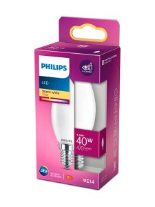 E14 - Philips LED-kronljus - Matt - 4,3 W - 470 lm