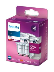 GU10 - Philips LED-spot - 4,6W - 370lm - 3000K - 2-pack