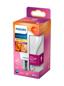 E27 - Philips Warm Glow LED-lampa - Matt - 5,9 W - 806 lm - CRI:90+