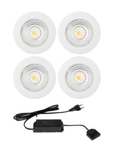 HiluX D1 Gen3 4-pack inkl. LED-driver - Full Spectrum LED-inbyggnadsspot - Ra97 - 3000K - Vit