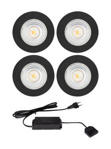 HiluX D1 Gen3 4-pack inkl. LED-driver - Full Spectrum LED-inbyggnadsspot - Ra97 - 2700K - svart