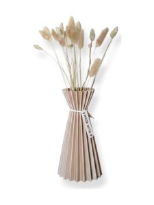 Simiu - SLOZENA - Plisserad vas - 22 cm - Trälook - Beige
