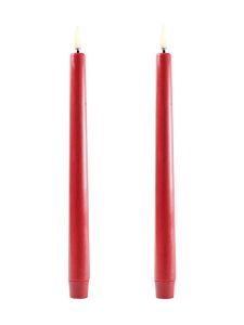 Uyuni - LED-kägelljus - Karminröd - 2-pack - 2,3x25 cm