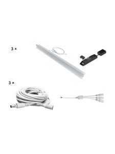 HiluX - Troldtekt LED-set - 3 x PureLED 60 cm - 3000K - Inkl. 24V 120W Shelly-driver