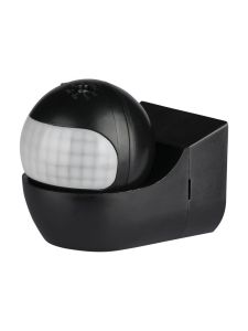 PIR-väggsensor med rörligt huvud svart, IP44 (max: 400W LED)