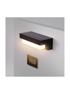 Solcellssensor CCT-vägglampa - 3 ljusfärger, svart, fyrkantig, skymningssensor, IP54, 2W