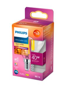 E14 - Philips Warm Glow LED-kronljuslampa - Klar - 3,4 W - 470 lm - CRI:90+