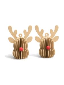 Mumi3D - Mini-julhängen - renar - beige - 6 cm - 2 st.