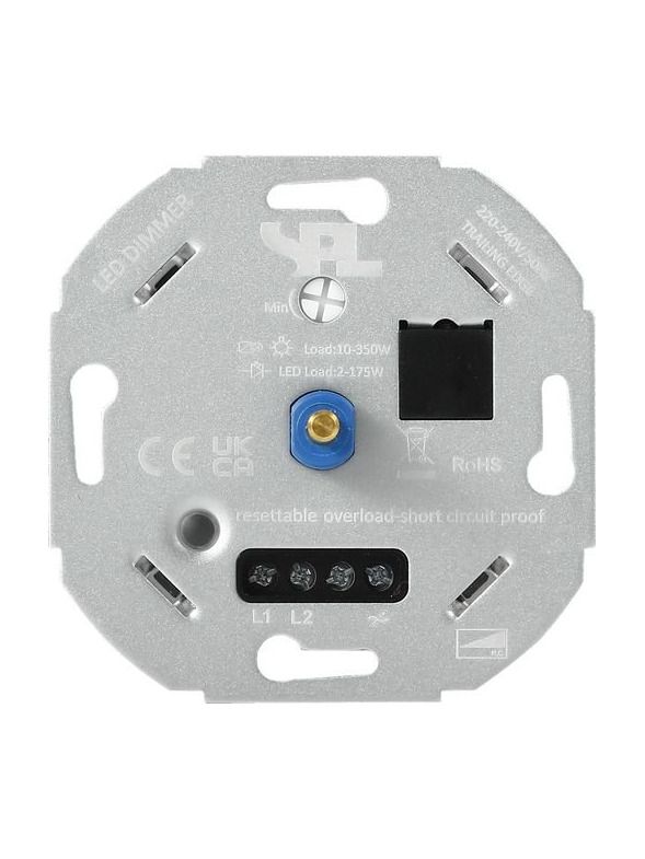 SPL - Väggdimmer - Universal - LED 2-175W / Halogen 10-350W - Vrid/tryck - Aluminium