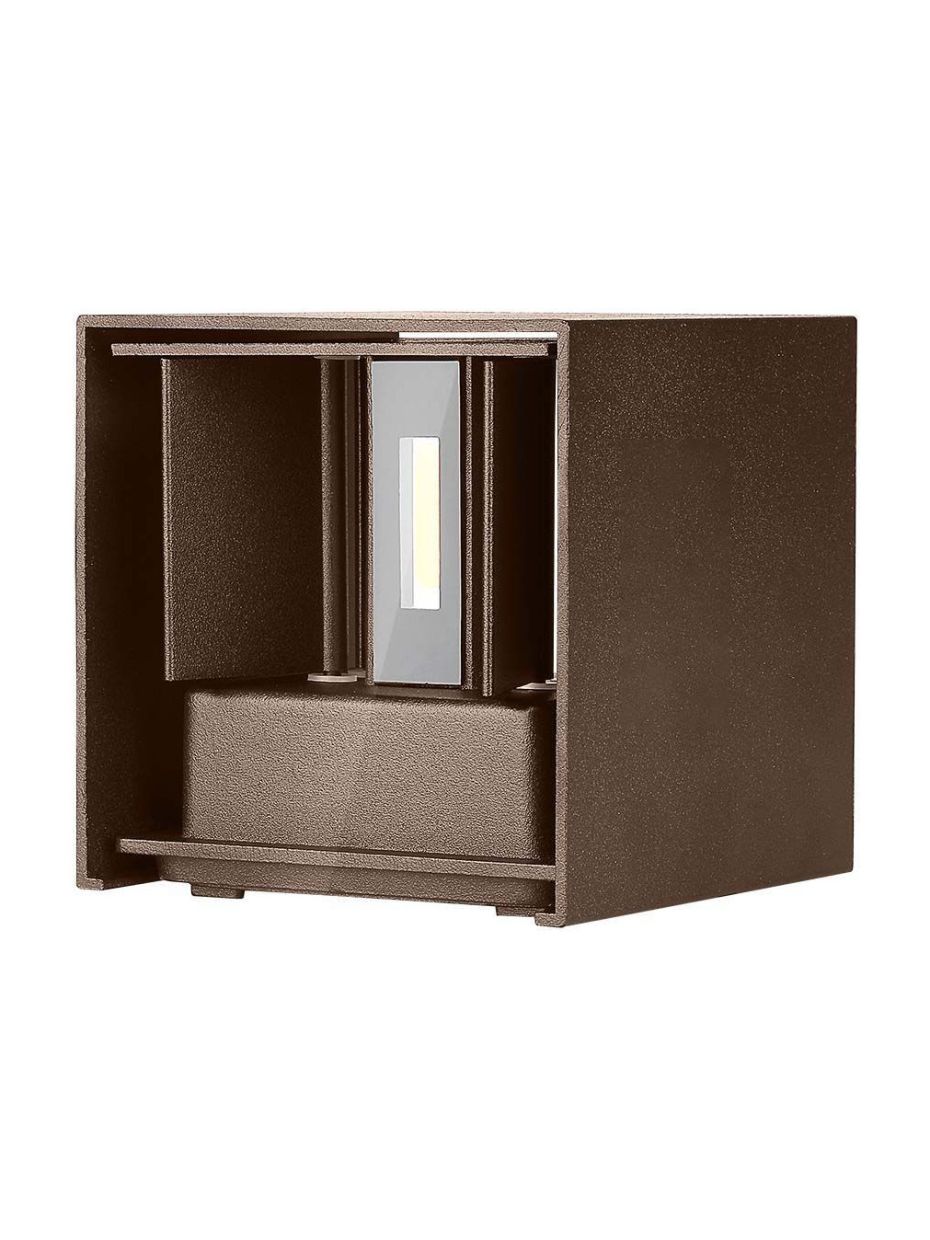 V-Tac 11W LED corten-vägglampa - Kantig, justerbar spridning, IP65 utomhus, inkl. ljuskälla