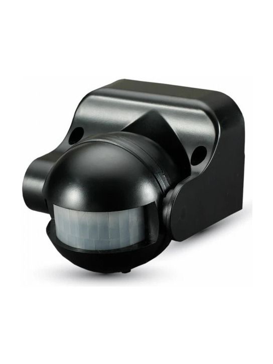 V-Tac rörelsesensor - svart, LED-anpassad, utomhus PIR infraröd rörelsesensor med IP44, 230V-ingång
