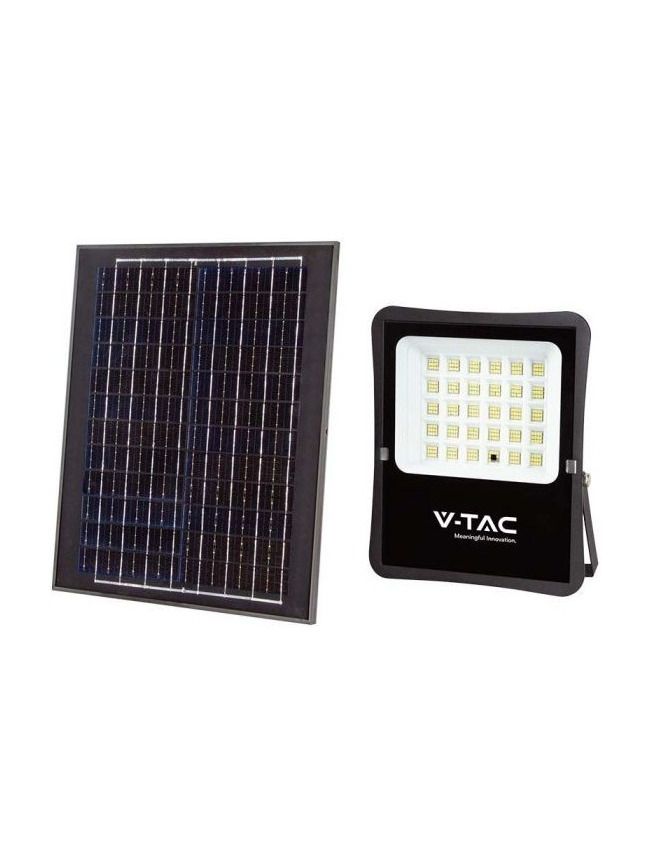V-Tac - Solcellsstrålkastare - 20W solcell - Svart - Fjärrkontroll - 2400lm - RA80 - IP65 - 4000K