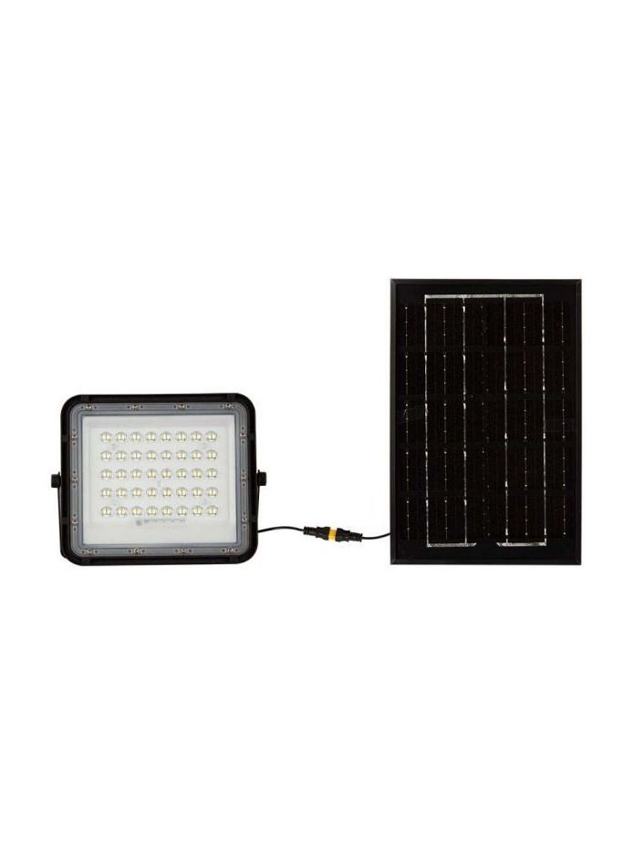 V-Tac solcellsstrålkastare LED 400lm - Svart, inkl. 6W solcell, fjärrkontroll, inbyggt batteri, IP65 - RA80