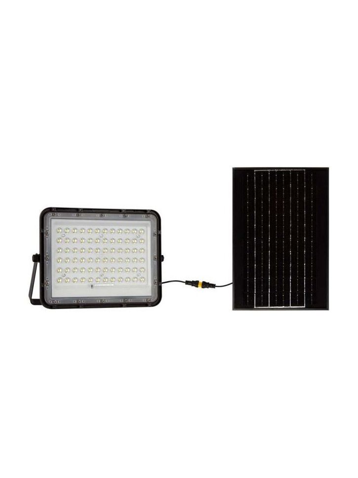 V-Tac solcellsstrålkastare LED 1200lm - Svart, inkl. 15W solcell, fjärrkontroll, batteri, IP65