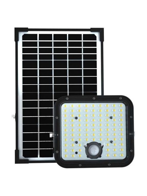 V-Tac solcellsstrålkastare LED 4800lm - Svart, inkl. 12,5W solcell, fjärrkontroll, inbyggt batteri, IP65