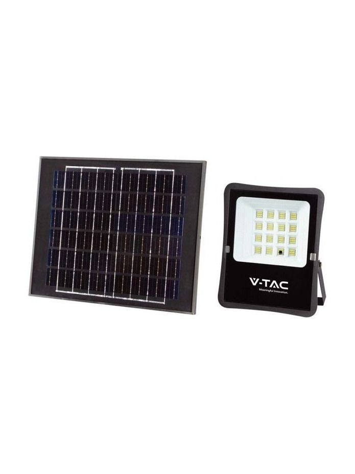 V-Tac solcellsstrålkastare LED 1200lm - Svart, inkl. 12W solcell, fjärrkontroll, IP65