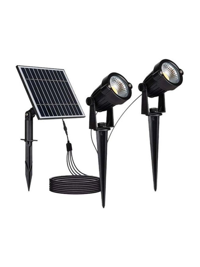 V-Tac 2x1.2W svarta solcellsträdgårdslampor med jordspjut - 5W solcell, IP65, 2x90lm, RA80, 3 års tillverkargaranti