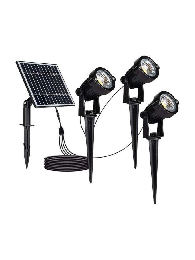 V-Tac svarta solcell trädgårdslampor med LED (3x1,2W) - Med spett och IP65-vattentålighet - 3 års tillverkargaranti