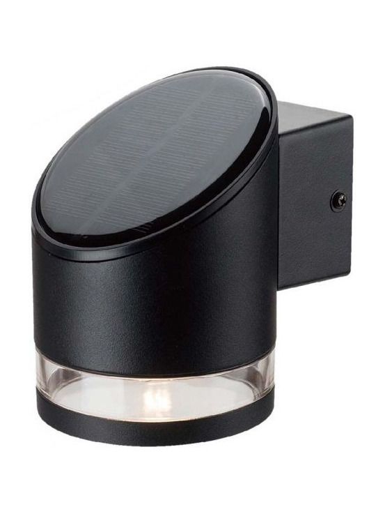 V-Tac 1W Solcellsvägglampa LED - Svart, rund, IP54, 70lm, 3 års tillverkargaranti