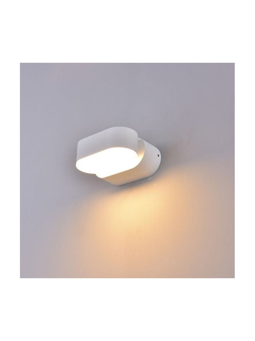 V-Tac 6W LED vit vägglampa - Oval, roterbar 350 grader, IP65 utomhus, 230V, inkl. ljuskälla