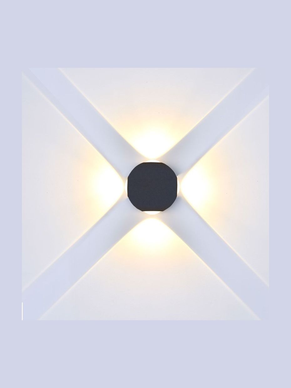 V-Tac 4W LED-utomhusvägglampa - Rund, IP65, inkl. ljuskälla