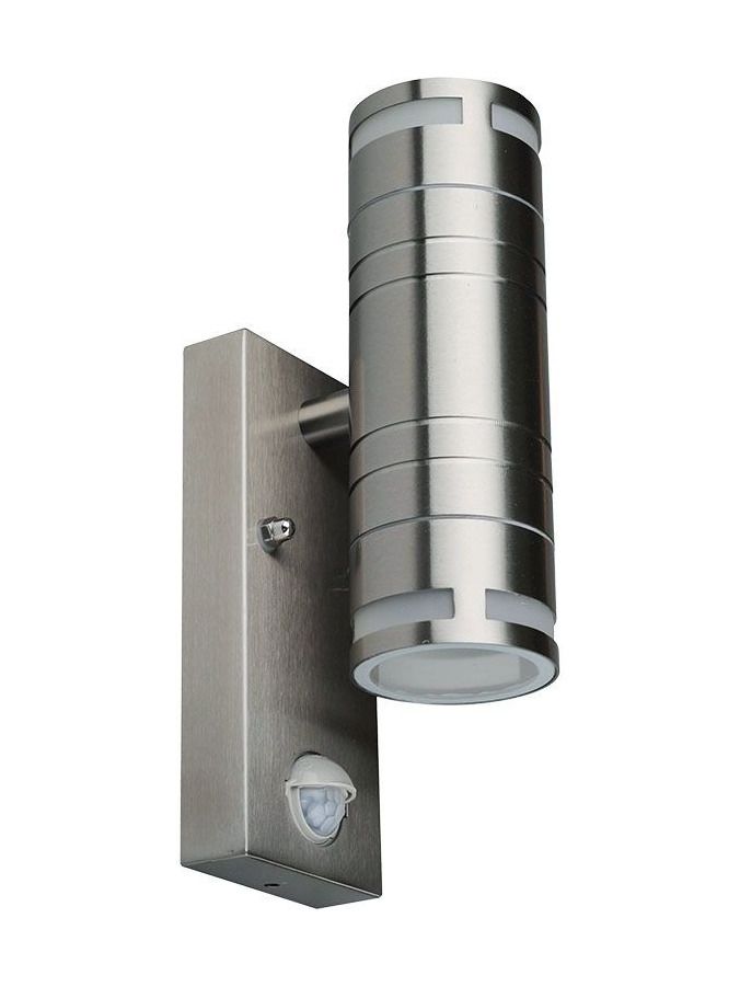 Glas vägglampa med sensor GU10 rostfritt stål hus - 2-vägs, IP44