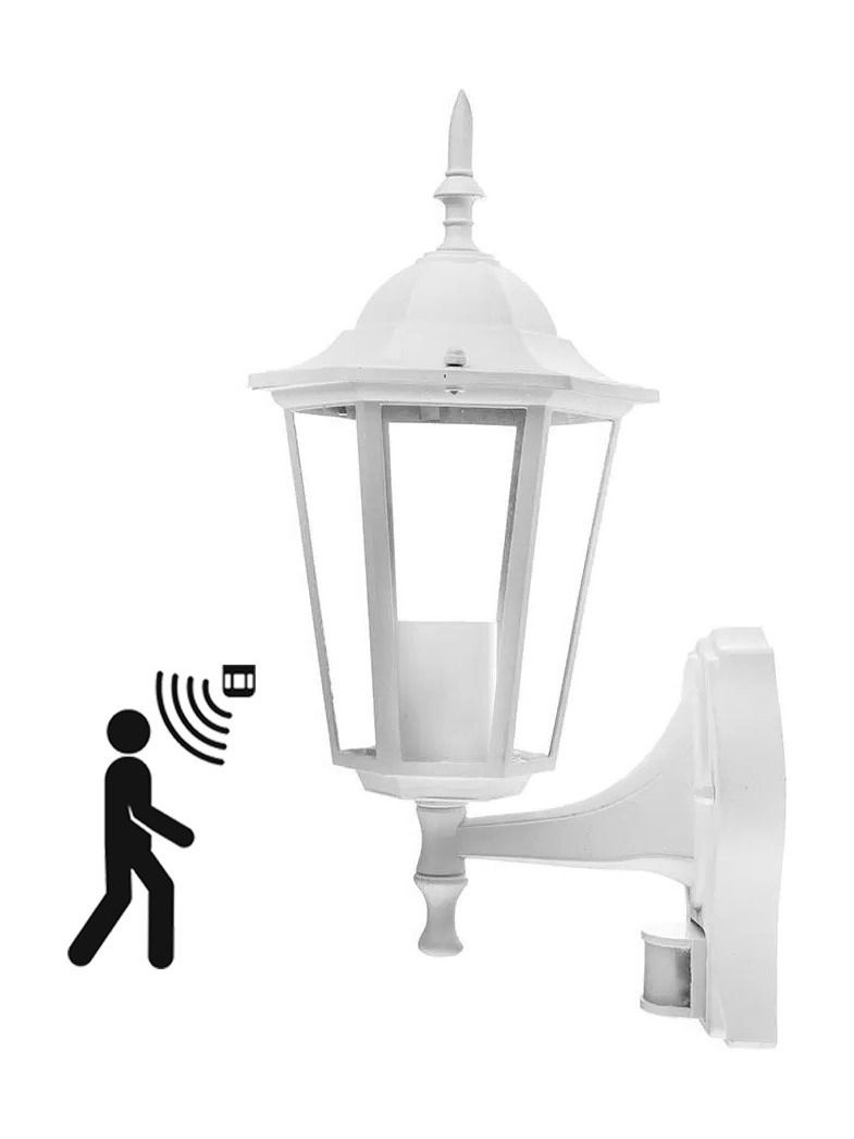 V-Tac vit utomhus vägglampa m. sensor - IP44, E27-sockel (utan ljuskälla)