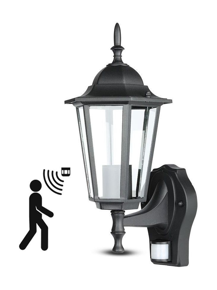 V-Tac utomhus vägglampa med sensor - IP44, E27-sockel, utan ljuskälla – 3 års tillverkargaranti