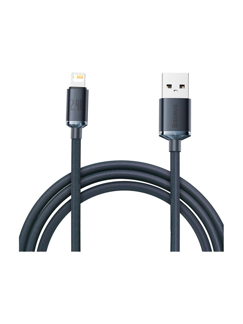 Baseus - Krystalstrålende USB-till-Lightning-kabel, 2,4 A, 2 m (svart)