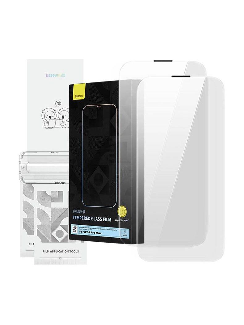 Baseus - Tempered Glass Corning for iPhone 14 Pro Max with built in dust filter