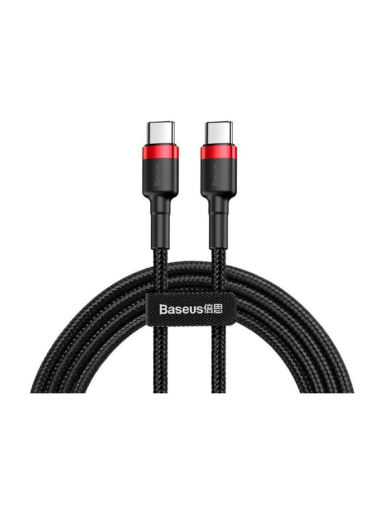 Baseus - USB-C PD Cafule-kabel 2.0 QC 3.0 60 W 1 m (svart och röd)