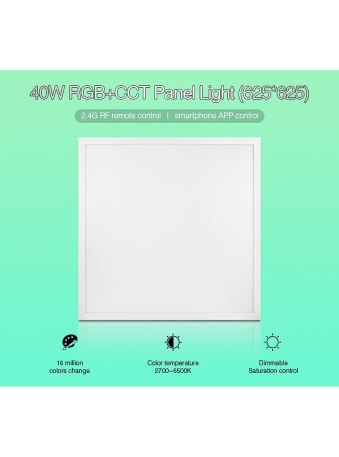 Miboxer - LED-panel - Fyrkantig - 620x620mm - 40W - RGB-CCT - 2,4GHz RF
