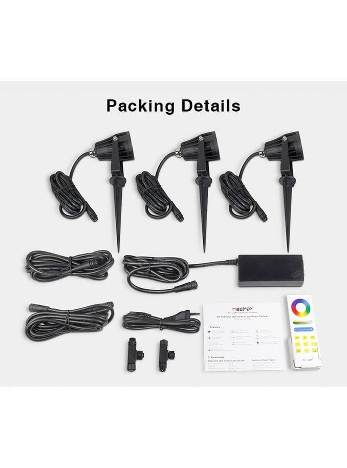 Miboxer - Trädgårdslampa - 5,7W - RGB-CCT - Set 3 st - WiFi - 2.4GHz RF