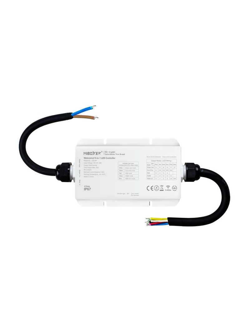 Miboxer - LED-styrenhet - 5-i-1 - DC12/48V - 2,4GHz RF - 20A (LS2-WP)