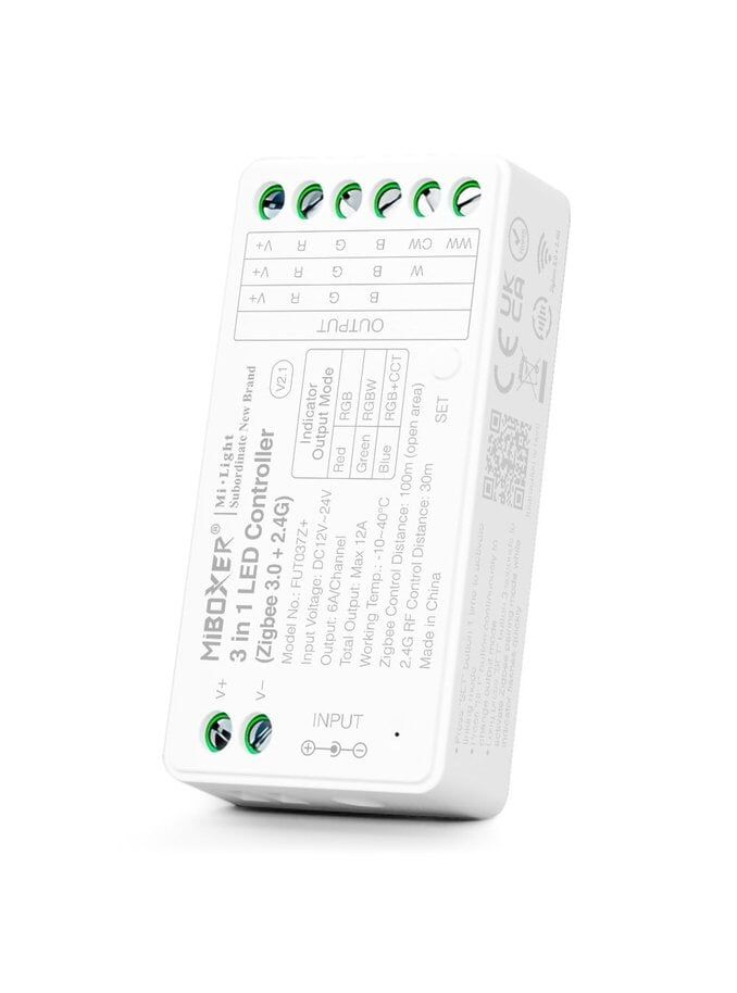 Miboxer - LED-controller - 3-i-1 - RGB-CCT - DC12/24V - Zigbee 3.0 - 12A