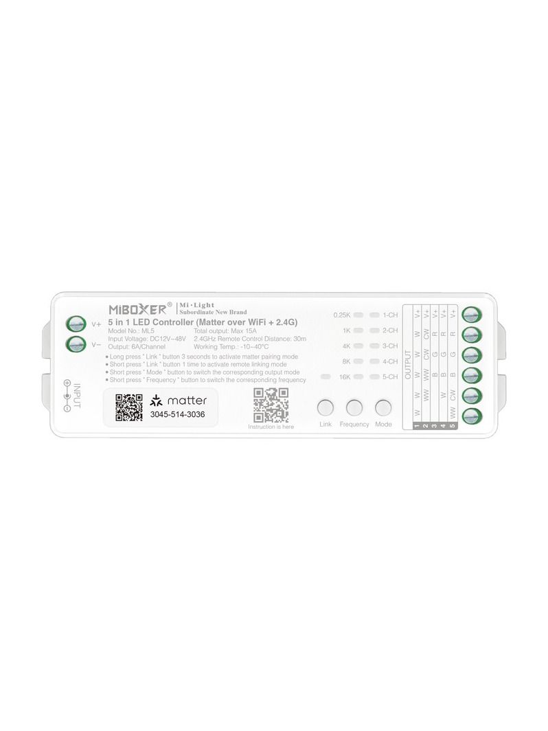 Miboxer - LED Controller - RGB-CCT - WiFi, 2.4GHz RF - 12V (ML5)