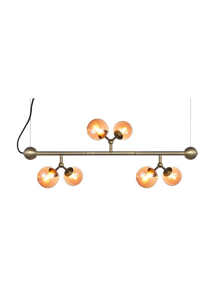Halo Design - Atom Mini Horisontal Pendel - Antik Mässing/Amber - L: 80 cm