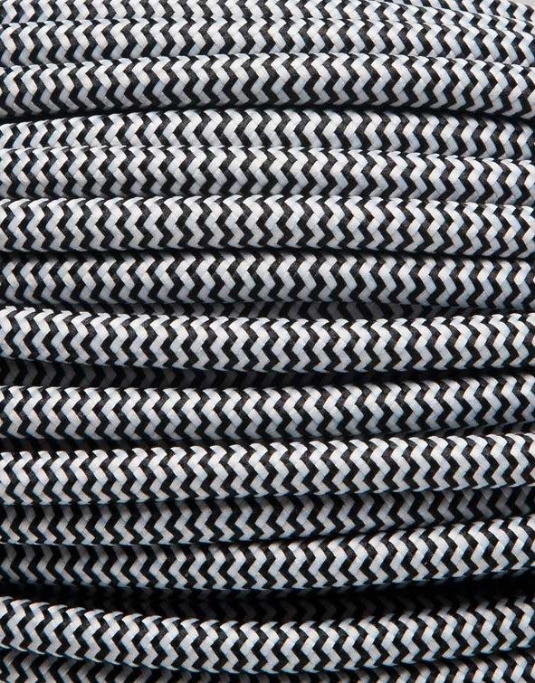 Svart zig-zag textilkabel