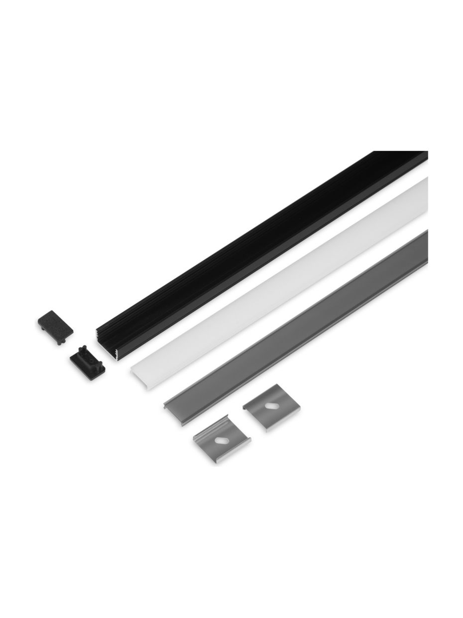 Aluminiumprofil - Model U - 14.6mm LED-list - Svart