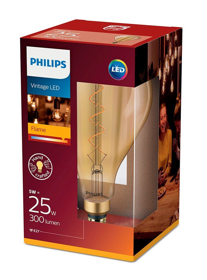 E27 - Philips Vintage LED Giant Droppe-lampa 5 W - 300 lm