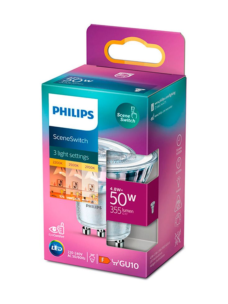 GU10 - Philips SceneSwitch LED-spot - 2700/2500/2200K