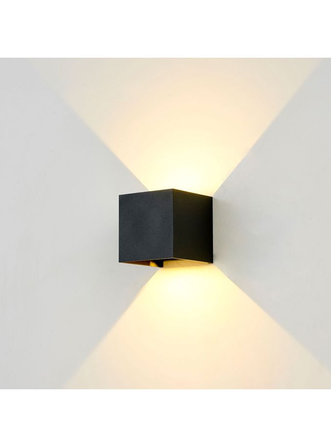 LEDlife - Vägglampa - CUBIC 6 W - Svart - Fyrkantig - Upp/ner - Justerbar - IP65 - 4000 K